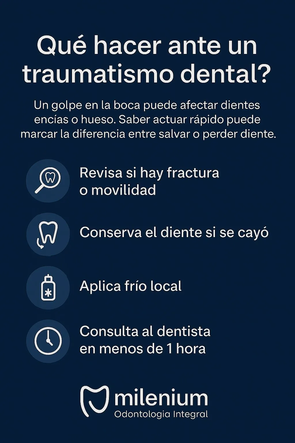 Ilustración sobre traumatismo dental